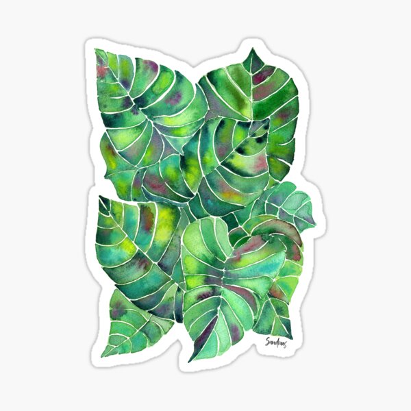"Tropical leaves" Sticker for Sale by SandraArtStudio Redbubble
