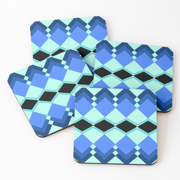 Artikelvorschau, Diamond Frenzy 2, Rautenform, Blau, Aquamarin, Schwarz, Muster, ästhetisch, originelles Design, einzigartig entworfen und verkauft von Ellecher23.