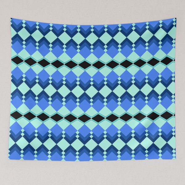 Artikelvorschau, Diamond Frenzy 2, Rautenform, Blau, Aquamarin, Schwarz, Muster, ästhetisch, originelles Design, einzigartig entworfen und verkauft von Ellecher23.