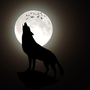 Wolf Howling at the Moon - Pin, Magnet or Badge Holder