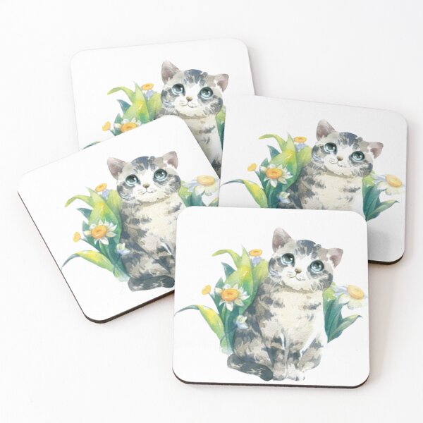 Item preview, watercolor flower and cat T shirt designed and sold by YAZEEDBASH.