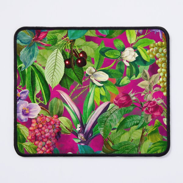 Item preview, Trendy tropical floral leaves and fruits tropical pattern, botanical illustration, pink fuchsia floral illustration  designed and sold by ZeinabTaha.