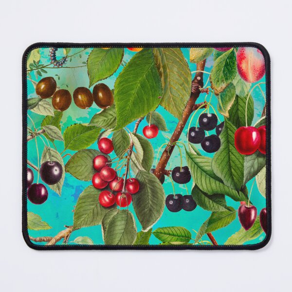 Item preview, Exotic tropical floral leaves and fruits, botanical pattern, tropical plants, blue turquoise fruit pattern designed and sold by ZeinabTaha.