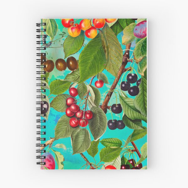 Item preview, Exotic tropical floral leaves and fruits, botanical pattern, tropical plants, blue turquoise fruit pattern designed and sold by ZeinabTaha.