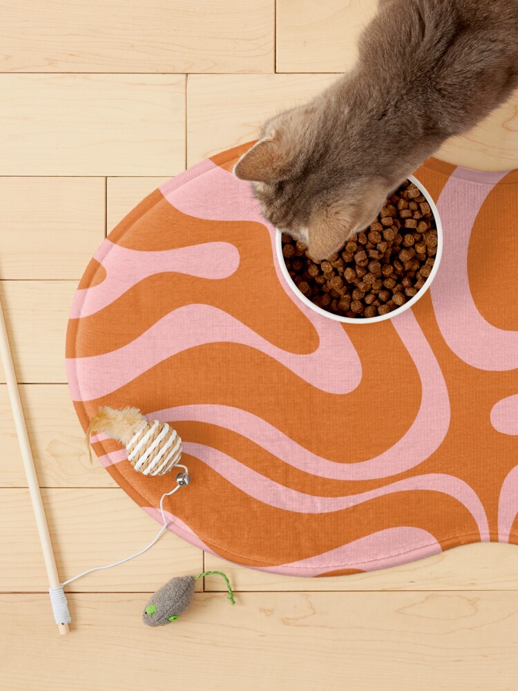 Alternate view of Liquid Swirl Retro Abstract Pattern in Orange and Pink Pet Mat