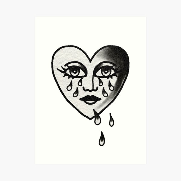 Crying heart tattooed in CA by me  Instagram handle evanweidnertattoo   bay area traditional tattooing  rtraditionaltattoos