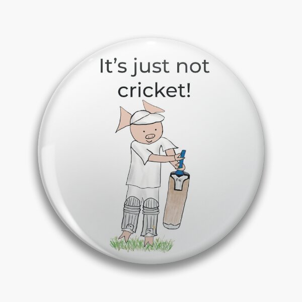 Item preview, It's just not cricket! Left handed pig cricket player, batter, white, old school. Cricket designed and sold by PiggingJapan.