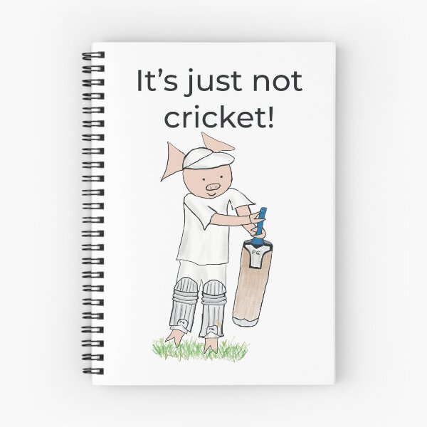 Item preview, It's just not cricket! Left handed pig cricket player, batter, white, old school. Cricket designed and sold by PiggingJapan.