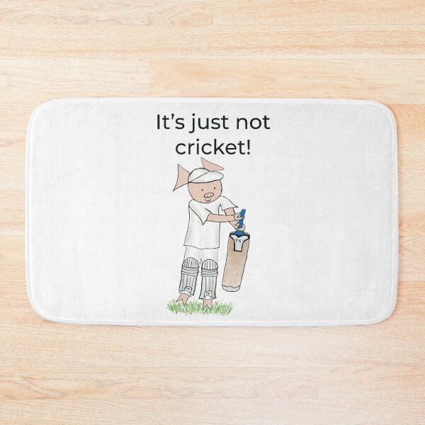 Item preview, It's just not cricket! Left handed pig cricket player, batter, white, old school. Cricket designed and sold by PiggingJapan.