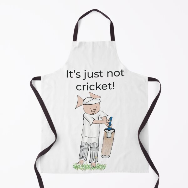Item preview, It's just not cricket! Left handed pig cricket player, batter, white, old school. Cricket designed and sold by PiggingJapan.