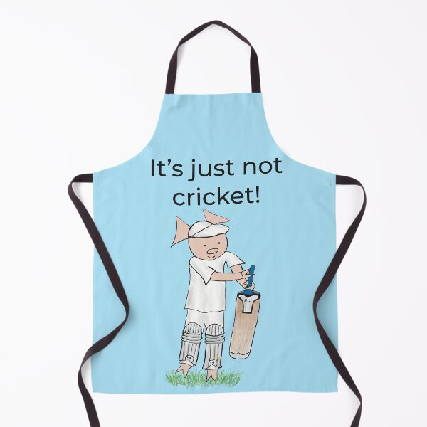 Item preview, It's just not cricket! Left handed pig cricket player, batter, blue, old school. Cricket designed and sold by PiggingJapan.