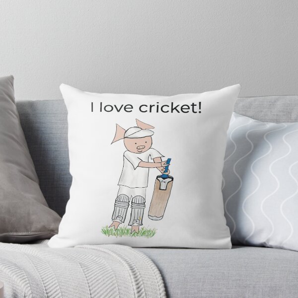 Item preview, I love cricket! Left handed pig cricket player, batter, white, old school. Cricket designed and sold by PiggingJapan.