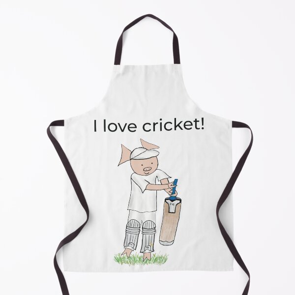 Item preview, I love cricket! Left handed pig cricket player, batter, white, old school. Cricket designed and sold by PiggingJapan.