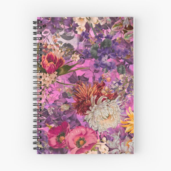 Artikelvorschau, Stilvolles Blumenmuster Paradies, Rosen und Blumen, botanisches Muster, Blumenillustration, Pflanzenmuster, heißes rosa Blumen entworfen und verkauft von ZeinabTaha.