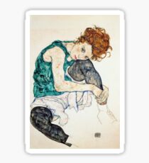Egon Schiele Seated Woman with Bent Knee Sticker
