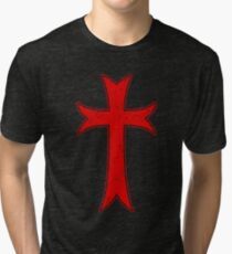 Camiseta de tejido mixto Camiseta con estampado cruzado de los Caballeros Templarios