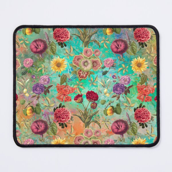 Item preview, Vintage flowers and roses exotic summer garden, botanical pattern, floral illustration, mint green vintage floral designed and sold by ZeinabTaha.