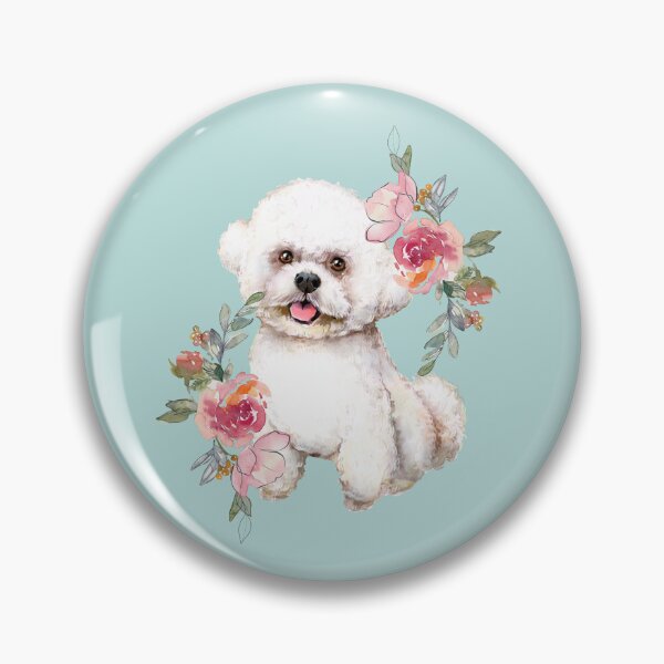 Item preview, Cute Bichon Frise With Flowers Watercolor Art designed and sold by adriana-holmes.