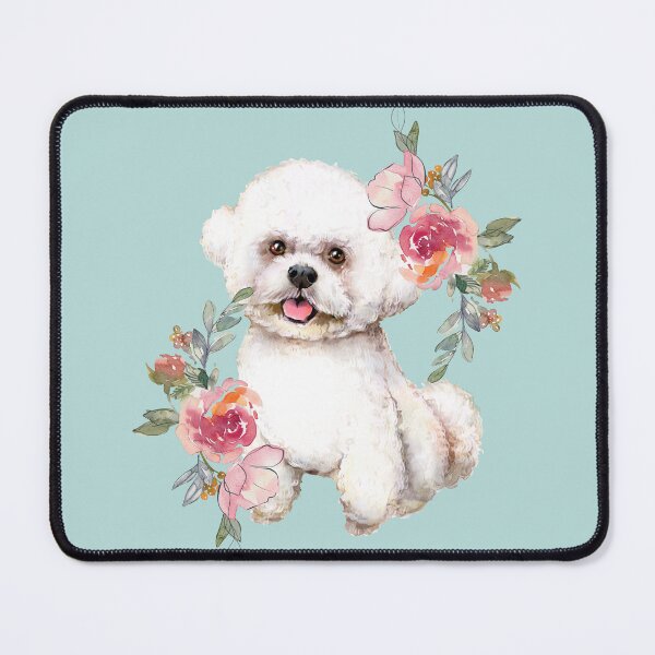 Item preview, Cute Bichon Frise With Flowers Watercolor Art designed and sold by adriana-holmes.