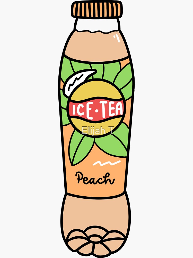 "Peach Iced Tea Cute Drink Bottle Illustration" Sticker for Sale by