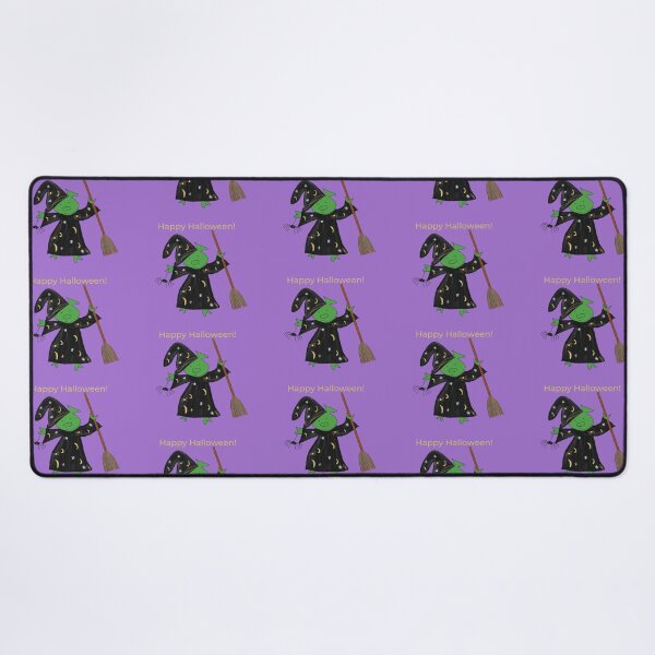Item preview, Halloween purple witch with broomstick and spider.  Cute pig in fancy dress, green, Halloween designed and sold by PiggingJapan.