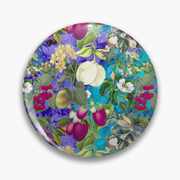 Item preview, Vintage fruit garden pattern, strawberries, vintage botanical, fruit pattern, purple turquoise floral illustration  designed and sold by ZeinabTaha.