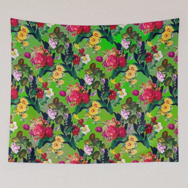 Artikelvorschau, Blumen in einem Rautenmuster, dekoratives Muster, modernes Design, Blumen-Wiederholungsmuster, grünes Blumenmuster entworfen und verkauft von ZeinabTaha.