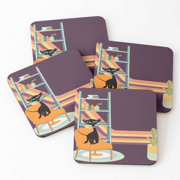 Item preview, Black Atomic Cat in the Centre of a Purple Retro Living Room  designed and sold by LisWilliams.