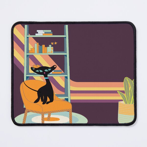Item preview, Black Atomic Cat in the Centre of a Purple Retro Living Room designed and sold by LisWilliams.