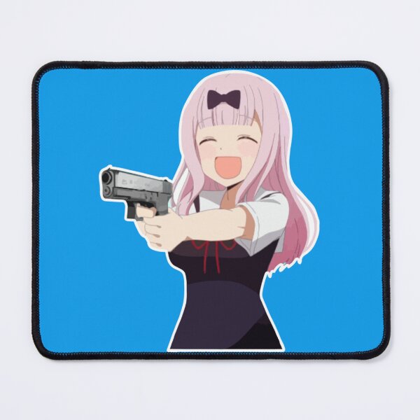 Item preview, Chika fujiwara holds a gun anime girl with a gun Sticker designed and sold by AbuVodena.