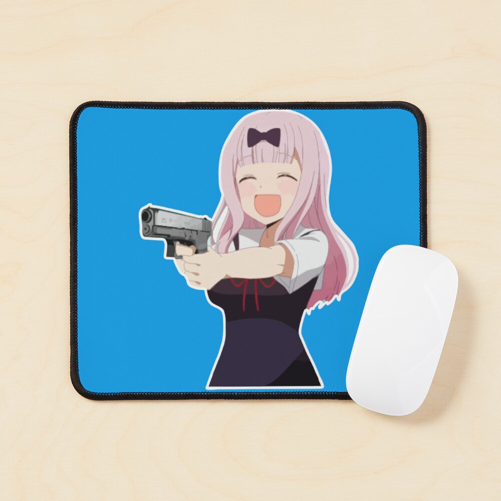 Chika fujiwara holds a gun anime girl with a gun Sticker