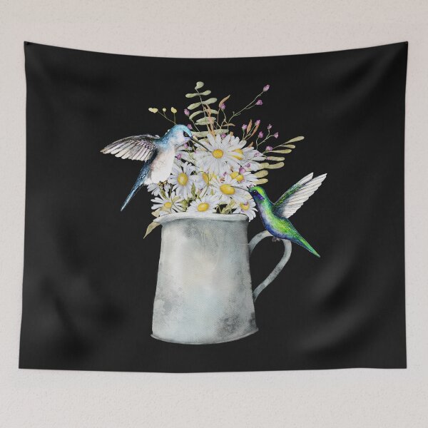Item preview, Watercolor Bouquet Daisy Flowers And Hummingbird designed and sold by virillanissa.