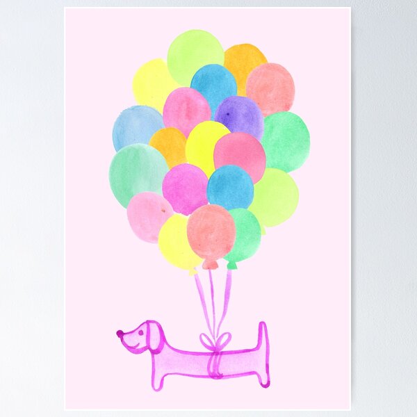 Pup Pup and Away! | Watercolour | Pink Poster