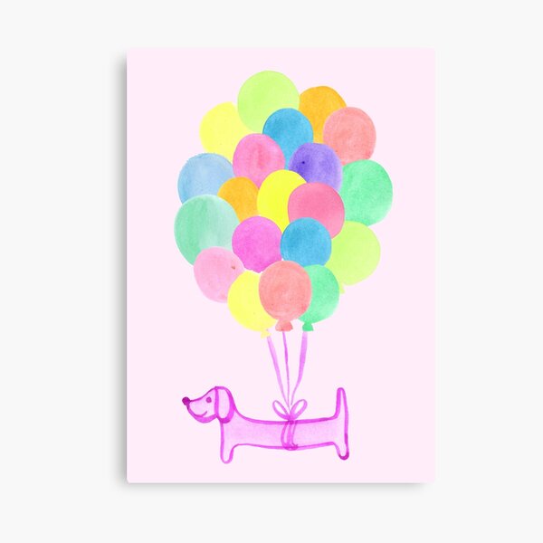Pup Pup and Away! | Watercolour | Pink Canvas Print