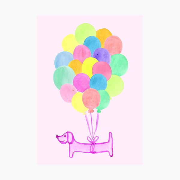 Pup Pup and Away! | Watercolour | Pink Photographic Print