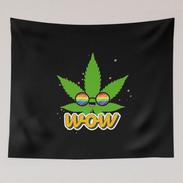 Item preview, Funny weed leaf Marijuana Cannabis RAINBOW WOW designed and sold by ALLURE-minimal.
