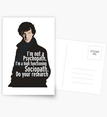Sherlock - Psychopath/ Sociopath Postcards