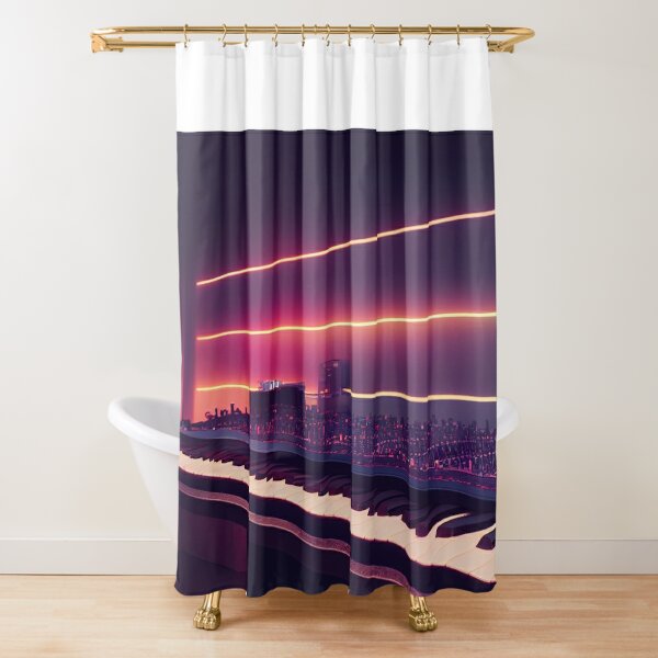 Synthwave Synthesizer Shower Curtain
