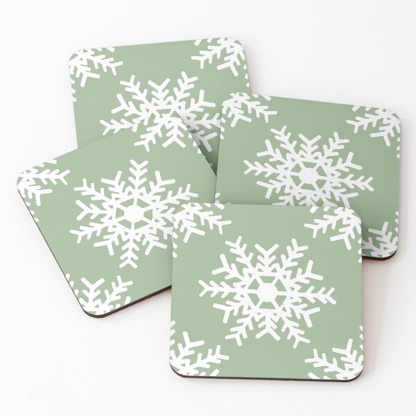 Item preview, White snowflakes on sage green designed and sold by Ninaeva.
