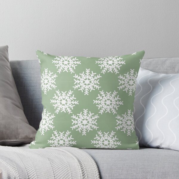 Item preview, White snowflakes on sage green designed and sold by Ninaeva.
