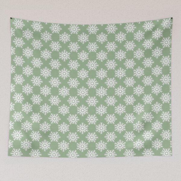 Item preview, White snowflakes on sage green designed and sold by Ninaeva.