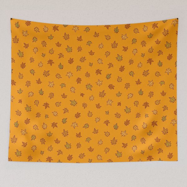 Item preview, autumn leaves falling mustard yellow designed and sold by ofbutterflies.