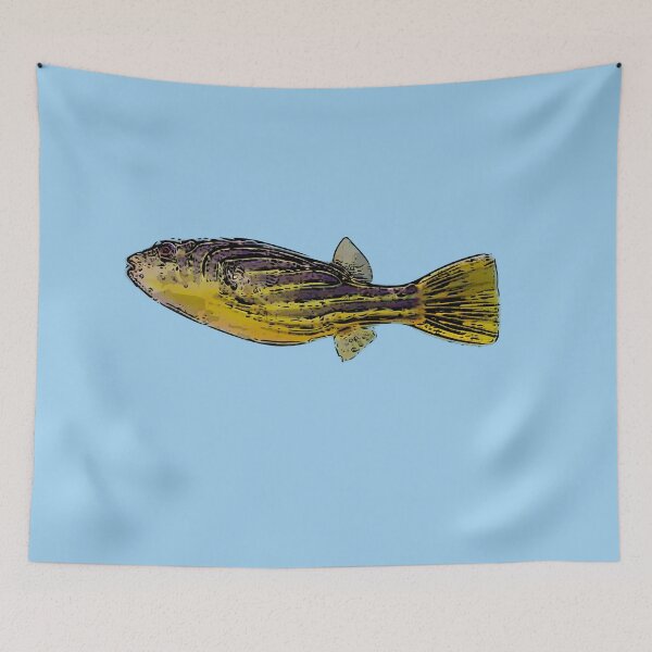 Item preview, A Fahaka Nile Pufferfish Black Alternate Design Painting Print designed and sold by designsasstultd.