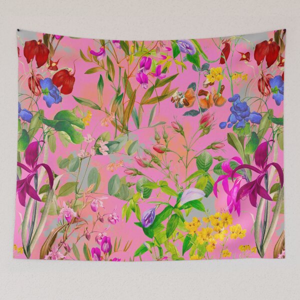 Item preview, Floral blooms and flowers exotic garden, roses and flowers, botanical pattern, flowers illustration, plants pattern, pink floral designed and sold by ZeinabTaha.