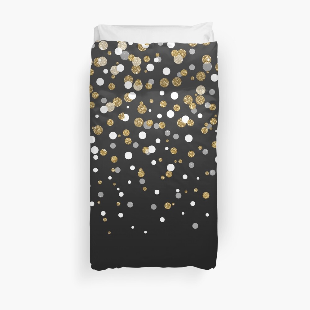 Pretty modern girly faux gold glitter confetti ombre illustration Duvet Cover