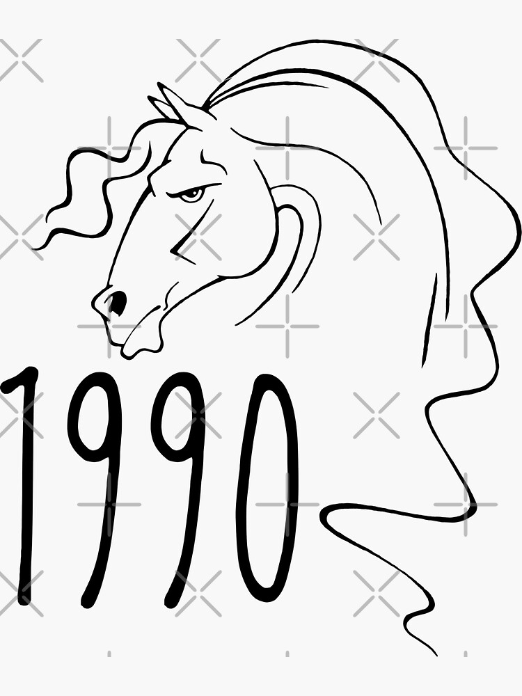 "Year of the Horse 1990" Sticker for Sale by TheMerchPeddler Redbubble