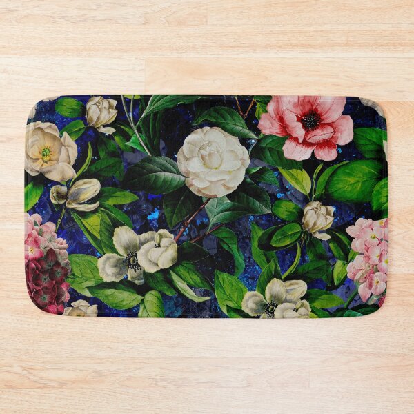 Artikelvorschau, Verträumter Nachtgarten, Vintage Blumen und Rosen, botanisches Blumenmuster, dunkelblaues Vintage botanisches entworfen und verkauft von ZeinabTaha.