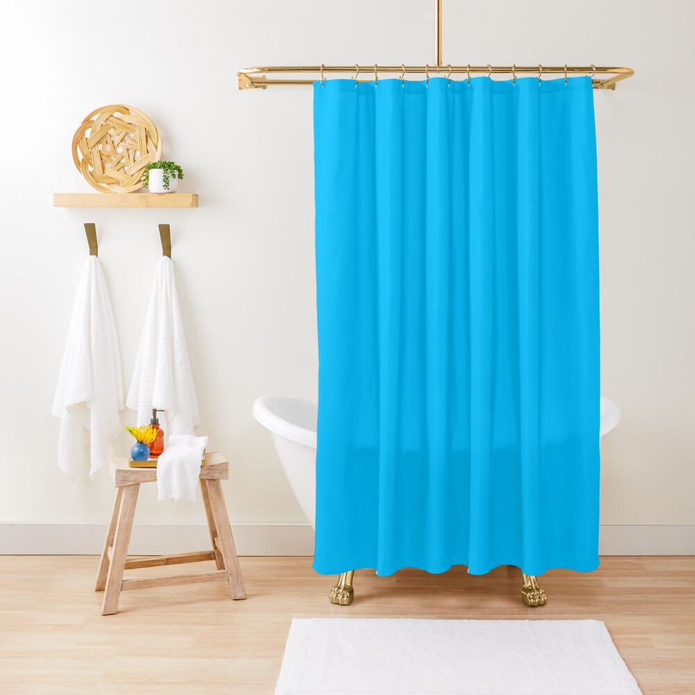 " Deep Sky Blue Solid Sky Blue Plain Deep Sky Blue" Shower Curtain