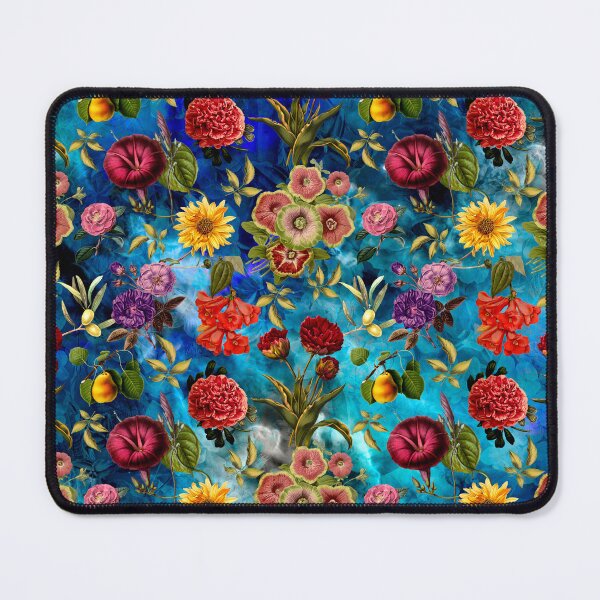 Item preview, Vintage flowers and roses exotic summer garden, botanical pattern, floral illustration, aqua blue vintage floral designed and sold by ZeinabTaha.