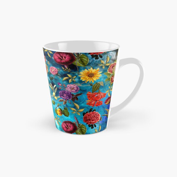 Item preview, Vintage flowers and roses exotic summer garden, botanical pattern, floral illustration, aqua blue vintage floral  designed and sold by ZeinabTaha.